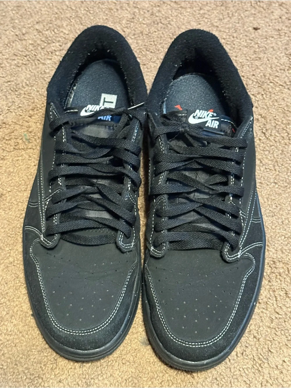 Jordan Men's Black Sneakers with White Stitching